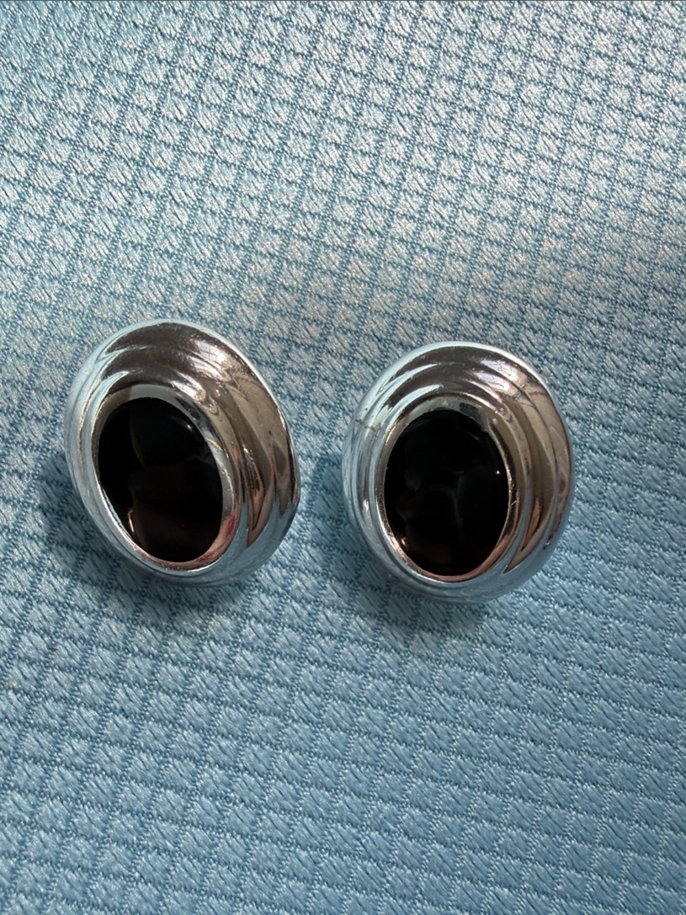Vintage Taxco Silver Earrings with Black Onyx Centers 925 silver